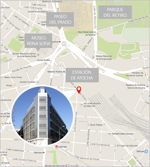 Mapa ubicación edificio de alquiler de oficinas Mendez Alvaro